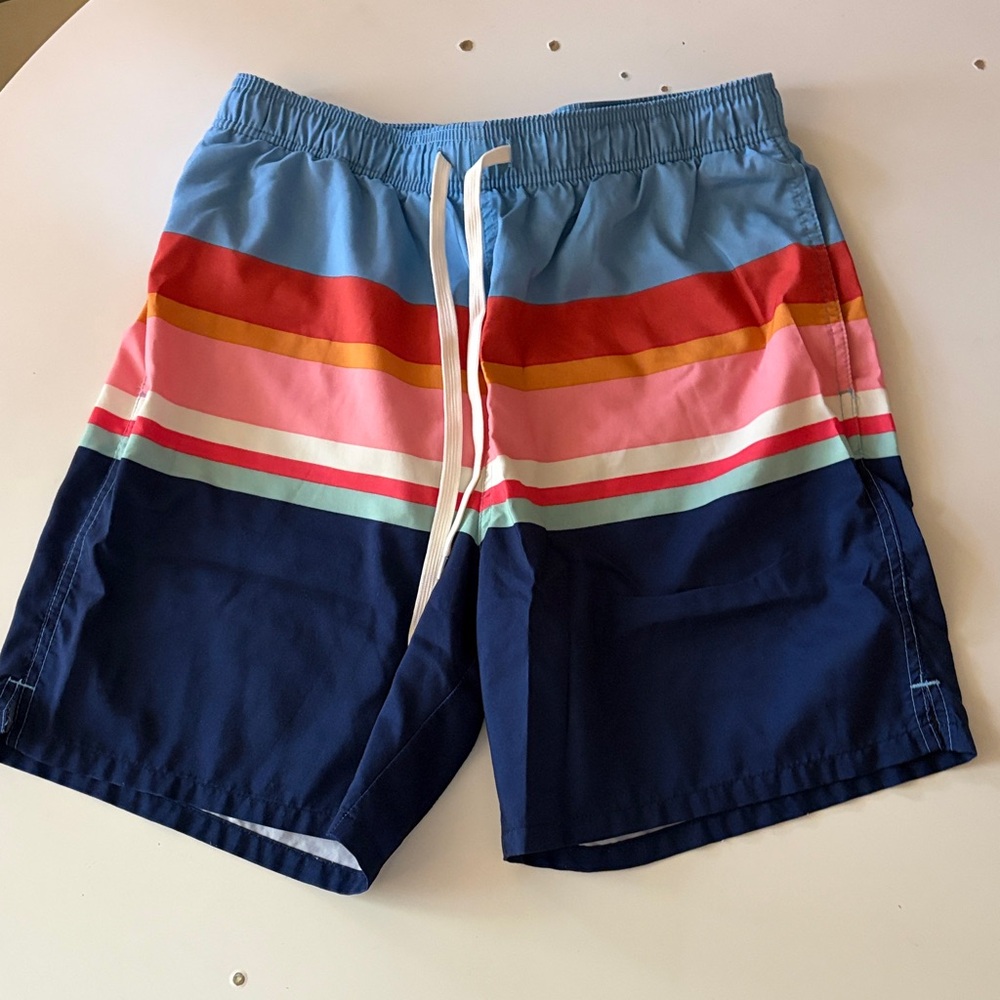 EUC Goodfellow Colorful Striped Swim Shorts M matching father son suit listed